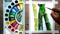 How To Paint Bamboo Tree In Watercolor | Paint With David | Painting Tutorial For Beginners