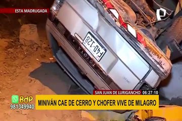 SJL: miniván cae varios metros de una empinada y sobrevive