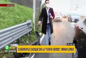 Cuádruple choque en la Costa Verde: dos heridos tras aparatoso accidente