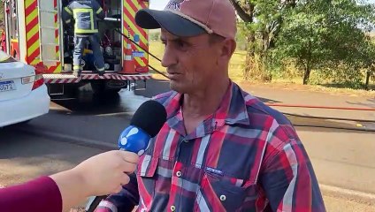 Maria Helena: Caminhão fica destruído após incêndio na PR-482