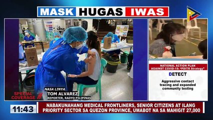 Nabakunahang medical frontliners, senior citizens at ilang priority sector sa Quezon Province, umabot na sa mahigit 27,000