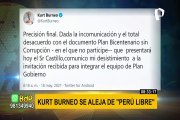 Kurt Burneo se aleja de Perú Libre por “desacuerdo con Plan Bicentenario”