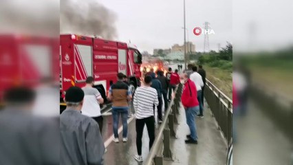 Arnavutköy’de feci kaza, alevlerin arasından kurtuldu