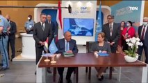 سامح شكري وسكرتيرة الأمم المتحدة يوقعان اتفاقية استضافة مصر لمؤتمر المناخ