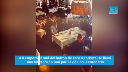 Así empezó el raid del ladrón de saco y corbata: se llevó una billetera en una parilla de Cno. Centenario