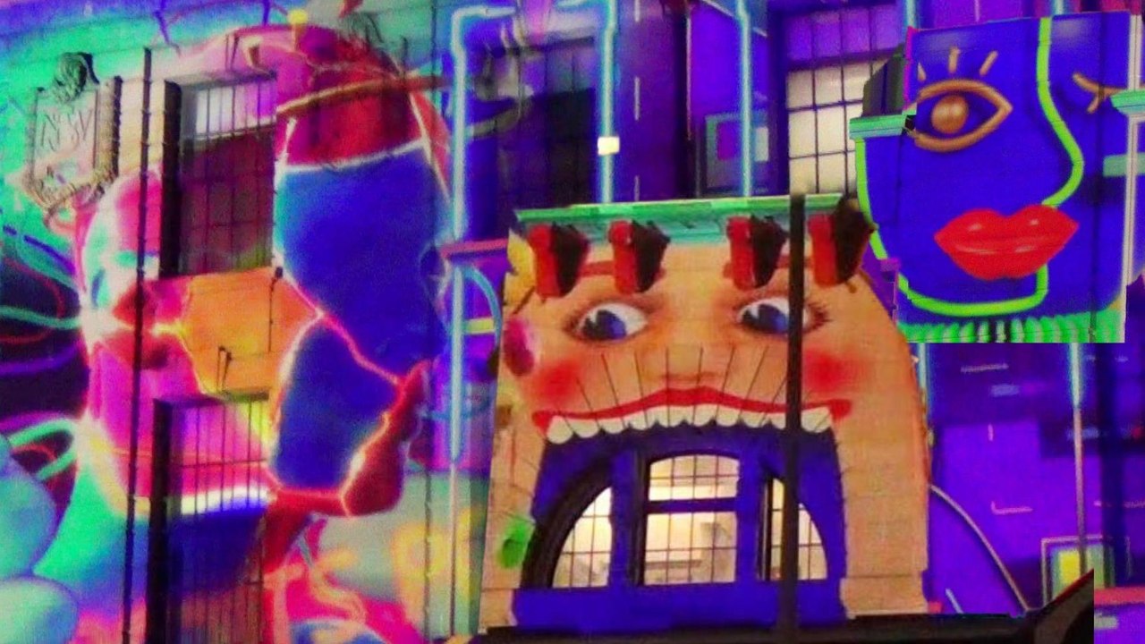 Vivid Sydney. Lights at Central Station, Infinity Fountains, Sails closeups, Vivid Sydney2022 3, 28 May 22