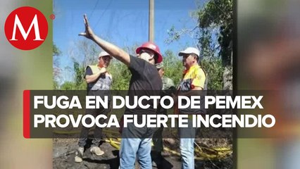 Fuga de combustible en ducto de Pemex provoca incendio en Papantla