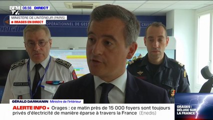 Gérald Darmanin évoque 15 000 foyers privés d'électricité, 15 blessés et 3 500 interventions de Sapeurs-Pompiers