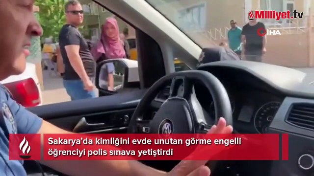 Kimliğini evde unutan görme engelli öğrenciyi polis sınava yetiştirdi