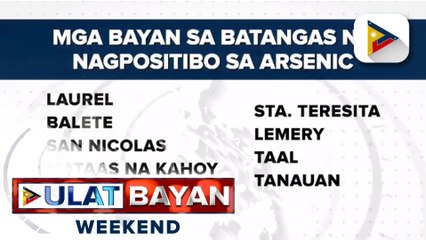 9 na lugar sa Batangas, nagpositibo sa arsenic; Tubig na may arsenic, delikado sa katawan ng tao