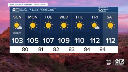 Toasty Sunday with highs in triple digits