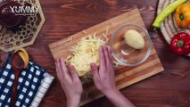 طريقة عمل أومليت البطاطس المبشورة  والموزاريلا