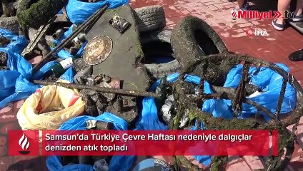 Dalgıçlar denizden atık topladı