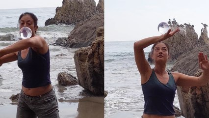 'Contact juggler puts on a mesmerizing performance at the beach '