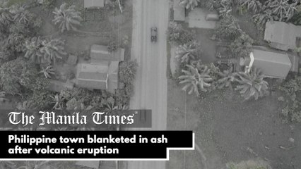 Philippine town blanketed in ash after volcanic eruption