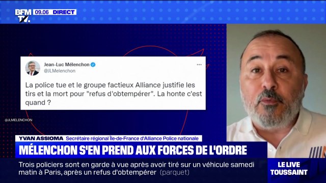 Tirs mortels après un refus d'obtempérer à Paris: pour le syndicat Alliance, Jean-Luc Mélenchon fait exprès d'ignorer la loi
