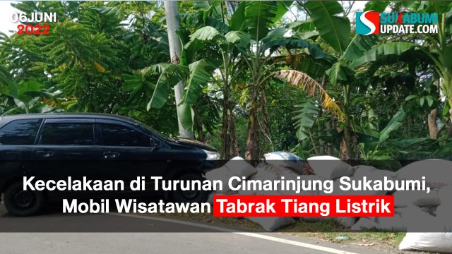 Kecelakaan di Turunan Cimarinjung Sukabumi, Mobil Wisatawan Tabrak Tiang Listrik