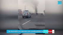Se incendió un camión con combustible en la Autopista