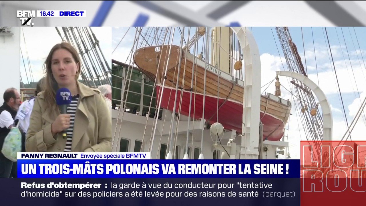 Un trois-mâts polonais parcourt la Seine jusqu'à Rouen