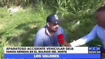 ¡Volcamiento deja dos lesionados en bulevar del Norte, Choloma!