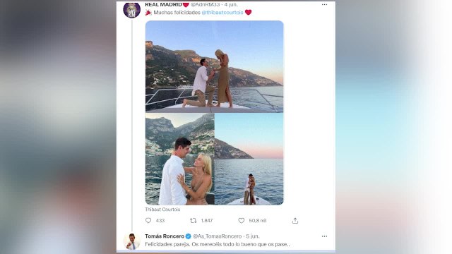 El vacile de Courtois a Roncero en Twitter tras anunciar su boda