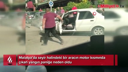 Seyir halindeki araç alev aldı, sürücünün yardımına vatandaşlar koştu