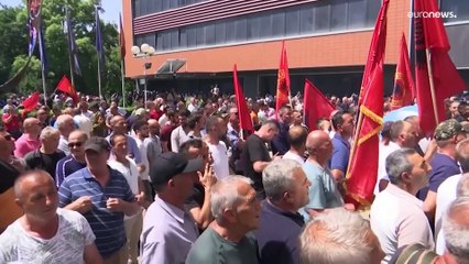 Protesto dos veteranos de guerra no Kosovo