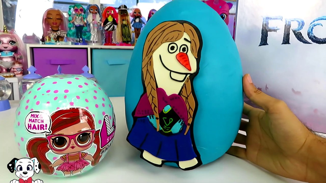 Huevo Sorpresa Gigante de Olaf Ana de Frozen 2 de Plastilina + Caja Misteriosa y NUEVA LOL HairVibes