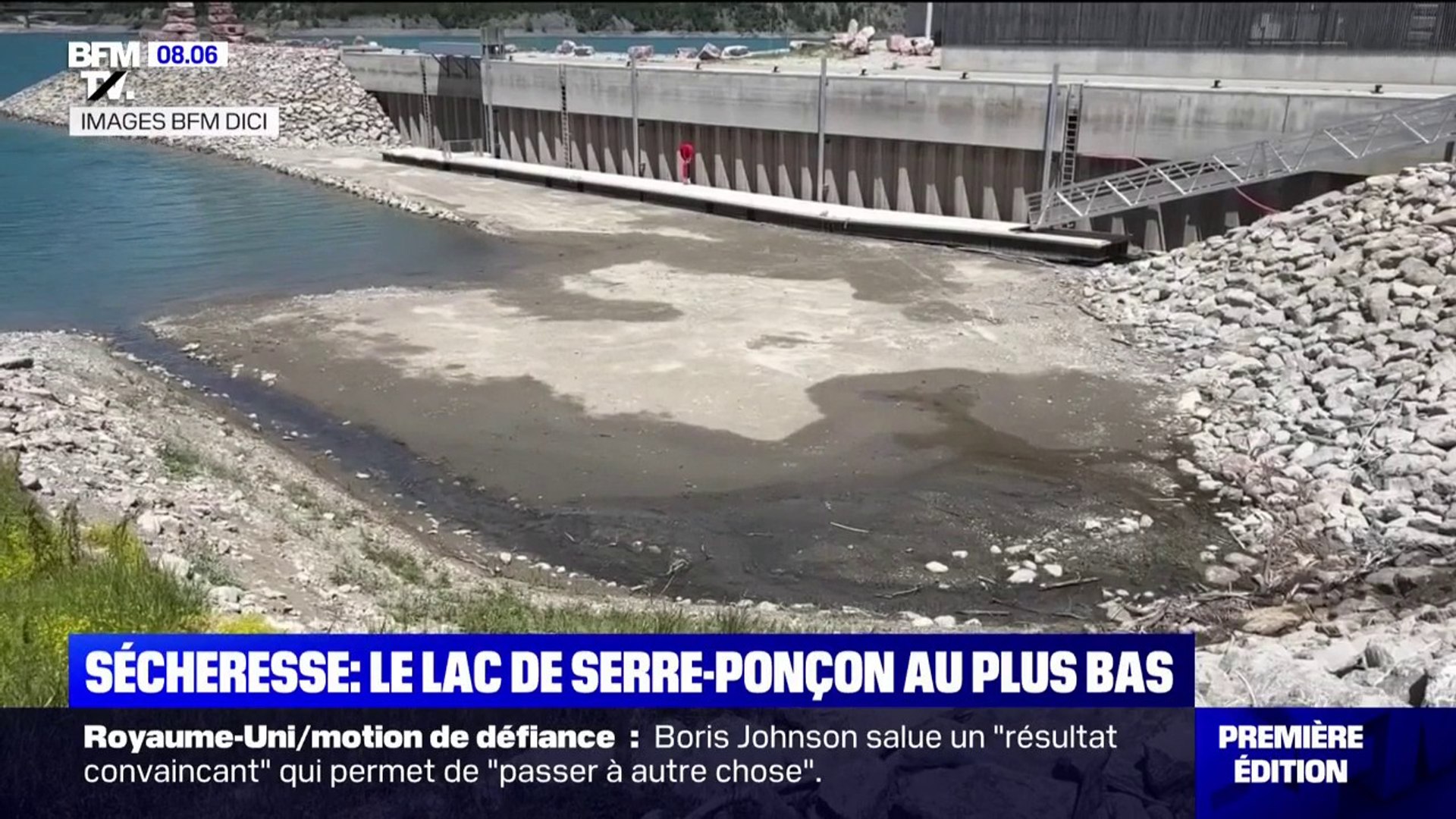 Sécheresse: dans les Hautes-Alpes, le lac de Serre-Ponçon au plus bas -  Vidéo Dailymotion