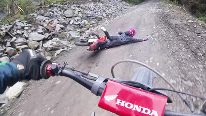 'Teaching girlfriend how to ride a dirt bike GONE WRONG *CLOSE CALL!*'