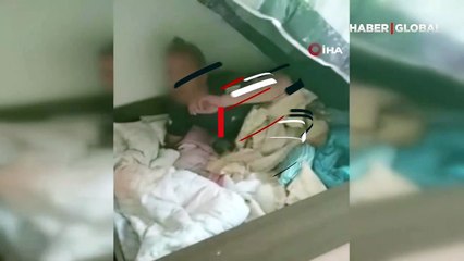 Aranan şahıs bazanın altından çıktı... O anlar kamerada