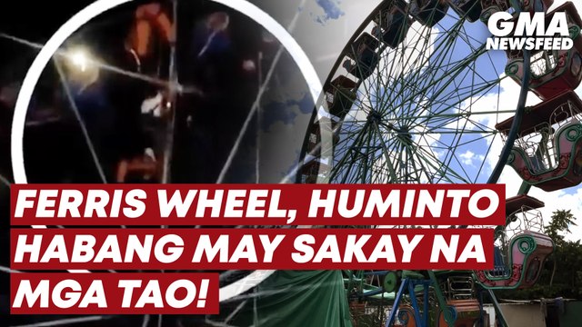 Ferris wheel, huminto habang may sakay na mga tao! | GMA News Feed
