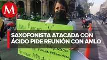 María Elena Ríos, saxofonista atacada con ácido, pide ser atendida por AMLO