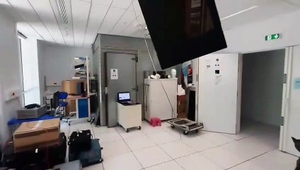 Ambient Backscatter experiment with businesscard size solar tag, indoor, below street floor