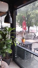 Torrential Rain and Hail Filmed at a Restaurant