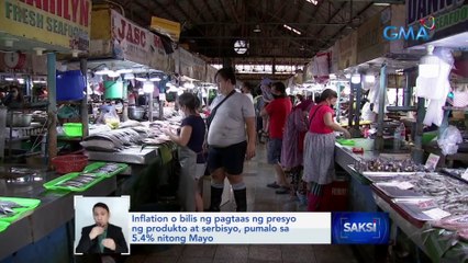 Inflation o bilis ng pagtaas ng presyo ng produkto at serbisyo, pumalo sa 5.4% nitong Mayo | Saksi