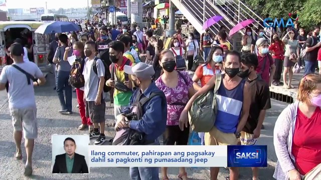 Ilang commuter, pahirapan ang pagsakay dahil sa pagkonti ng pumasadang jeep | Saksi