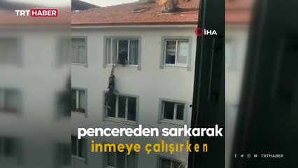 Polisten kaçarken sarktığı pencereden düştü