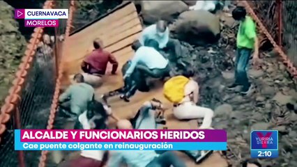 Alcalde y funcionarios resultan heridos tras caída de puente en Morelos