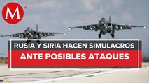Realizan simulacros de ataques aéreos las fuerzas aéreas rusas y sirias