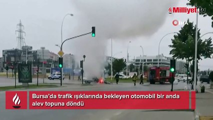 Bursa'da otomobil alev topuna döndü