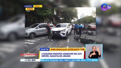 6 sugatan matapos araruhin ng suv; driver, nakatulog umano | BT