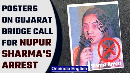 Télécharger la video: Prophet remarks: Posters pasted on Surat bridge call for Nupur Sharma's arrest | Oneindia News *news