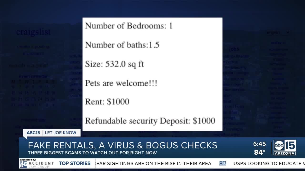 Checks, rentals and virus warnings: how to spot the 3 biggest scams!