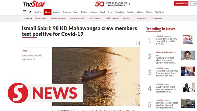 Ismail Sabri: 98 KD Mahawangsa crew members test positive for Covid-19