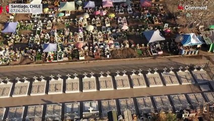 Aerial images of the Santiago General Cemetery as Chile virus deaths rise