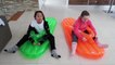 Best Snow Day Ever!! Sledding On Inflatable Floaties |Toys Andme
