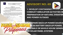 NVOC, inatasan ang lahat ng sangay nito na maglatag ng contingency plan at maghanda ng back-up power sources