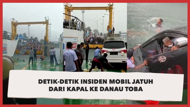 Detik-detik Insiden Mobil Jatuh dari Kapal ke Danau Toba