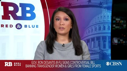 下载视频: Le gouverneur républicain de la Floride, Ron DeSantis, signe une loi interdisant aux femmes et aux filles transgenres de participer à des compétitions féminines sportives dans des établissements publics